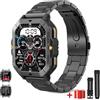 MISIRUN Smartwatch Uomo(2 Cinturini), 2.02" Orologio Smartwatch con Effettua/Risposta Chiamate, 1ATM Impermeabile 410mAh 100+ Modalità Sport con Sonno/Cardiofrequenzimetro/Contapassi, per Android iOS（Nero）