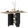HOMCOM Tavolo Pieghevole Salvaspazio, 2 Ripiani Inferiori in Legno, Tavolo Richiudibile Salvaspazio, con Ruote per 6 Persone, 75P x 140l x 74H cm, Rovere e Nero