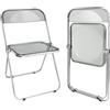 XANNI Sedia moderna trasparente in Pet, sedie da pranzo pieghevoli per interni in cornice cromata, sedia da giardino, per sala da pranzo, soggiorno, 46 x 46 x 75 cm (grigio)