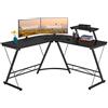 Yaheetech Scrivania per Computer ad Angolo a Forma di L Tavolo Angolare Porta PC Postazione di Lavoro per Ufficio Spazioso Scrivania da Gaming in Legno e Metallo Nera 130 x 130 x 96,5 cm