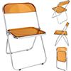 XANNI Sedia moderna trasparente in Pet, sedie da sala da pranzo pieghevoli interne in cornice cromata, sedia da giardino, per sala da pranzo, soggiorno, 46 x 46 x 75 cm (giallo)