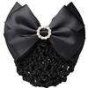 Upstore Fermaglio per capelli a clip con fiocco in raso con strass, colore nero, decorazione per capelli, per donne e ragazze, accessori per capelli
