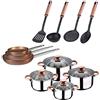 San Ignacio Batteria 8 Vasca Pezzi Sip + Set di 3 SARTENES Professional Chef Copper Plus Cucina, Cromato, Taglia Unica