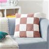 furn. Heya Home Cozee - Cuscino imbottito in finta pelliccia a quadri, con piume