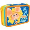 TrAdE Shop Traesio ASTUCCIO TRIPLO MULTICOLORE TOPO GIGIO 3 SCOMPARTI ZIP SCUOLA PORTAPASTELLI