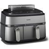 Philips Friggitrice ad Aria Capacità 9 Litri Potenza 2750 Watt con Doppio Cestello e Tecnologia RapidAir Plus colore Argento - NA555/00 Serie 5000
