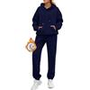 AMDOLE Tuta da donna con felpa e pantaloni da jogging, Blu navy 2, L