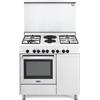Ⓜ️🔵🔵🔵 De Longhi DEMW 96 B42 ED - Cucina bianca con 2 piastre elettriche centrali e 4 bruciatori a gas, di cui uno a doppia corona, forno elettrico, Classe A, MADE IN ITALINY