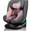 Lionelo Seggiolino Auto 0-36 Kg Isofix / 0M - 12 Anni / 40-150 cm / Gruppo 0+/1/2/3 Girevole a 360° colore Pink Rose - Bastiaan One i-Size