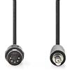 NEDIS Cavo audio DIN - Connettore DIN 5 pin - Connettore 3,5 mm - Nichelato - 1,00 m - Rotondo - PVC - Nero - Etichetta