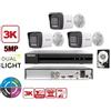 HIKVISION KIT VIDEOSORVEGLIANZA HIKVISION 4 CANALI 5 MPX 3 TELECAMERE BULLET 5MPX 3K HYBRI
