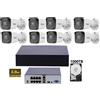 HIKVISION KIT VIDEOSORVEGLIANZA HIKVISION IP POE NVR 8 CANALI 8 TELECAMERE BULLET 2MP HDD