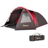 Outsunny Tenda da Campeggio da 2-4 Persone con Stanze Separate, Impermeabile con Doppie Porte, Grigio