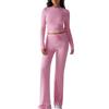 Oheyeseker Due pezzi Lounge Sets per le donne, top a maniche lunghe coulisse pantaloni larghi gamba Flare, Comfy Tracksuit Matching Set (nero, S)