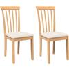 vidaXL Sedie da Pranzo con Cuscini 2 pz Naturale Legno Massello Hevea, sedia da pranzo, sedia da cucina, sedile da pranzo, sedia, sedia da soggiorno