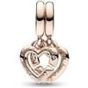 Pandora Braccialetto con ciondolo a forma di cuore con scritta Sister e ciondolo a forma di cuore, splendido gioiello da donna, con zirconi cubici e rosa, Oro rosa Pietra Zirconia cubica