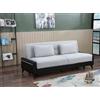 DMORA - Divano letto 3 posti Rafael, Divano letto contenitore in ecopelle, Sofà in tessuto con apertura click-clack, 207x92h83 cm, Nero e Bianco
