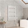 EMKE Scaldasalviette elettrico, 100 x 60 cm, curvo, scaldasalviette elettrico, con termostato, scaldasalviette elettrico, con barra riscaldante, bianco, 500 Watt