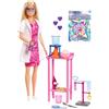 Mattel Barbie Carriere - Scienziata, set bambola bionda con camice bianco da laboratorio e accessori inclusi, tavolo, microscopio e becher cambia colore,Mattel,Eta 3+