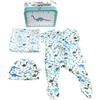 Ziggle new baby regalo valigia, zip completo, cappello e mussola (dinosaur uptown) (0-3 mesi)