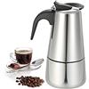 Generic Cafetiere 2 tazze in acciaio inox piano cottura a induzione italiano caffettiera 100 ml moka pot per caffè espresso moka cappuccini, Lattes