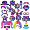 AIBAOBAO Photo Booth Neon, 25 Pezzi Accessori per Foto Booth Glow, Foto Props per Feste e Compleanni, Gadget Matrimonio Carnevale Maschera Natale e Capodanno per Invitati