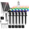 MEIHUA Faretti Solari Esterno RGB 10 Colori 30 Modalità Dinamica 2 Luminosità IP66 Impermeabile Timer Lampioncini Solari da Giardino Faretto Luci Solare per Cortile, Vialetto, Alberi Halloween Nata