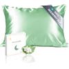 townssilk Federa seta cuscino,100% naturale seta di gelso 19momme,doppia faccia,benefica per capelli e pelle,ipoallergenica,cerniera nascosta,1 pz,40x70cm,Verde