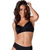 LOVABLE Reggiseno Senza Ferretto in Micro con Sottocoppa in Cotone, non Imbottito, Sostegno e Comfort, Taglie Forti, Art. 4020, Shaping Donna, Nero, 36 / 4C