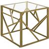 Beliani Tavolino Piano Vetro Trasparente Struttura Metallo Oro Cubo 50 x 50 cm