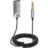 COMBLU Adattatore Aux Bluetooth per auto, ricevitore wireless Bluetooth 5.0 intrecciato USB a jack da 3,5 mm, con microfono integrato, kit Bluetooth per auto vivavoce e audio domestico