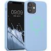 kwmobile Custodia Magnetica Compatibile con Apple iPhone 12 mini - Compatibile con MagSafe - Cover Silicone TPU Magnete - blu chiaro matt