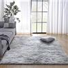 Calore Tappeto Salotto, Peloso Tappeti Moderni Soggiorno, Moderno Tappeto Camera da Letto, Shaggy Tappeti Morbido e Soffice per la Camera (grigio bianco, 160 x 230 cm)