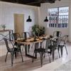 DEGHI Tavolo allungabile 160-260x90 cm piano in legno di acacia 26 mm e gambe a U 5x5 in metallo nero - Freia Stone