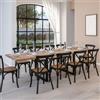 DEGHI Tavolo allungabile 200-300x90 cm piano in legno di acacia 26 mm e gambe a U 5x5 in metallo nero - Freia Stone
