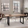 DEGHI Tavolo 180x90 cm piano in legno di acacia 55 mm e gambe a U 5x5 in metallo nero - Freia Acacia