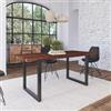 DEGHI Tavolo 180x90 cm piano in legno di acacia 26 mm e gambe a U 5x5 in metallo nero - Freia Bosco