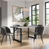 DEGHI Tavolo da pranzo 160x80 cm top grigio effetto pietra 38 mm e gambe a U 5x5 in metallo nero - Upton