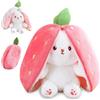MUNSKT Coniglio di peluche piccolo da nascondere, cuscino di peluche con aspetto di fragola, coniglio di peluche, coniglio di peluche, peluche coniglio, regalo di Pasqua per compleanno dei bambini (25