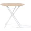 FurnitureR Tavolo da pranzo rotondo in rovere, 80 cm, tavolo da tè da balcone, elegante piano in legno con quattro gambe in metallo bianco, design compatto, versatile, per 2-4 persone, cucina, caffè