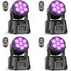 DELIBANG 4 Unità 7X15W Teste Mobili LED Wash Testa Mobile dmx512 RGBW 4 in 1 Luci da Discoteca Palco Luce di Scena con Telecomando per DJ bar KTV Feste Spettacoli Concerti-Nuova Versione