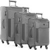 FERGÉ set di 3 valigie viaggio Saint-Tropez - bagaglio morbido leggera 3 pezzi valigetta 4 ruote girevole grigio