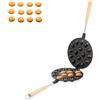 VAVPUP Stampo per biscotti in noce con manico in legno, 16 fori, in lega di alluminio di noce, versatile stampo per biscotti in noce, stampo antiaderente Oreshki efficiente per biscotti (nero)