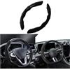 JNNJ Coprivolante Antiscivolo in Pelle Scamosciata per Auto Adatto Ruote Rotonde a Forma Di D Confortevole E Resistente, Coprivolante Universale in Pelle Scamosciata Antiscivolo Traspirante(Nero)