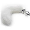 BONDAGERIE® Coda bianca con plug anale in acciaio Dimensione: M