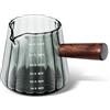 Joeyan Bicchiere Dosatore per Caffè Espresso con Manico in Legno, Caraffe Dosatrici da 180 ml/6 once Bicchiere per Caffè Espresso Piccolo Tazzine da Caffè al Latte con Bocca a Forma di V, Grigio
