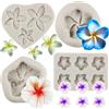 MYPRACS Plumeria - Set di 4 stampi in silicone a forma di fiore di ibisco, decorazioni per torte, cupcake, caramelle, cioccolato, pasta di gomma, pasta polimerica, MY285CK