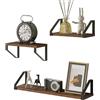 EUGAD Set di 3 Mensole a Muro, Pensili da Cucina, Mensole per Bagno, Soggiorno, Camera da Letto, in Legno e Metallo, Effeto Legno Vintage e Nero, 60x15x11cm e 30x15x11cm