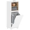 SoBuy Mobiletto da bagno con cesto portabiancheria Mobiletto salvaspazio Cassettiera Bagno Bianco 35x30x105cm BZR146-W