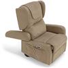 REDÒKASA Poltrona Relax Elettrica Tokyo 4 Motori 2 + 2, per anziani e disabili, 4 ruote, sistema reclinazione e alzapersona, funzione guida, batteria con 172 minuti di autonomia, orecchie laterali (Tortora)